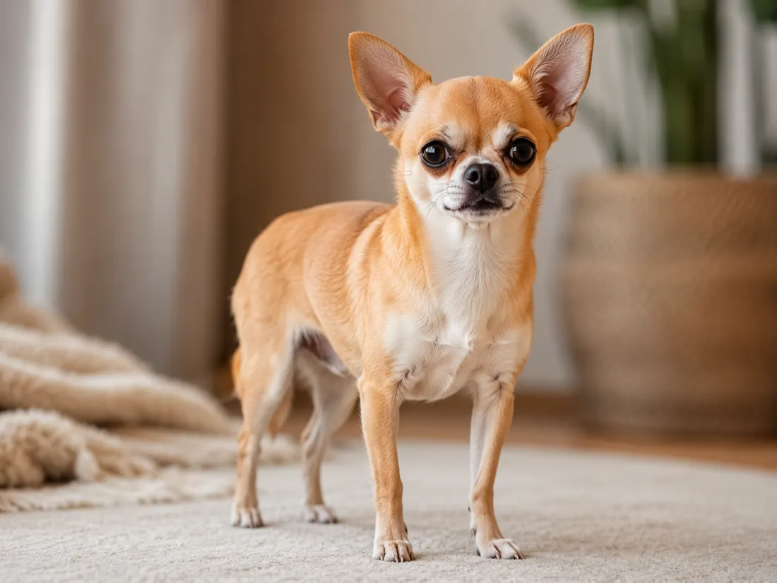 Chihuahua in einem hellen Wohnraum